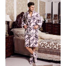 Fashion Printed Fleece Men's Bathrobe For Winter